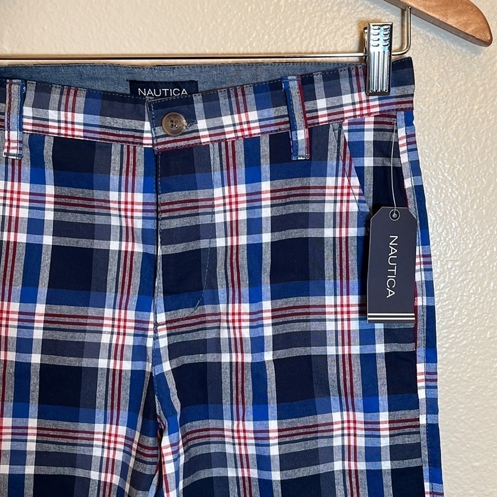 𝅺NAUTICA Blue Plaid Shorts Boy Size 12 - Picture 4 of 10